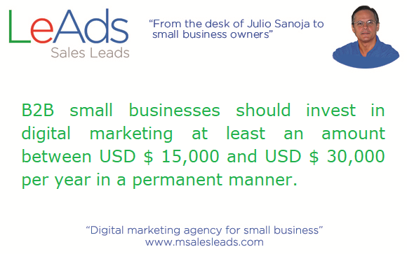 Digital marketing investment for B2B small businesses